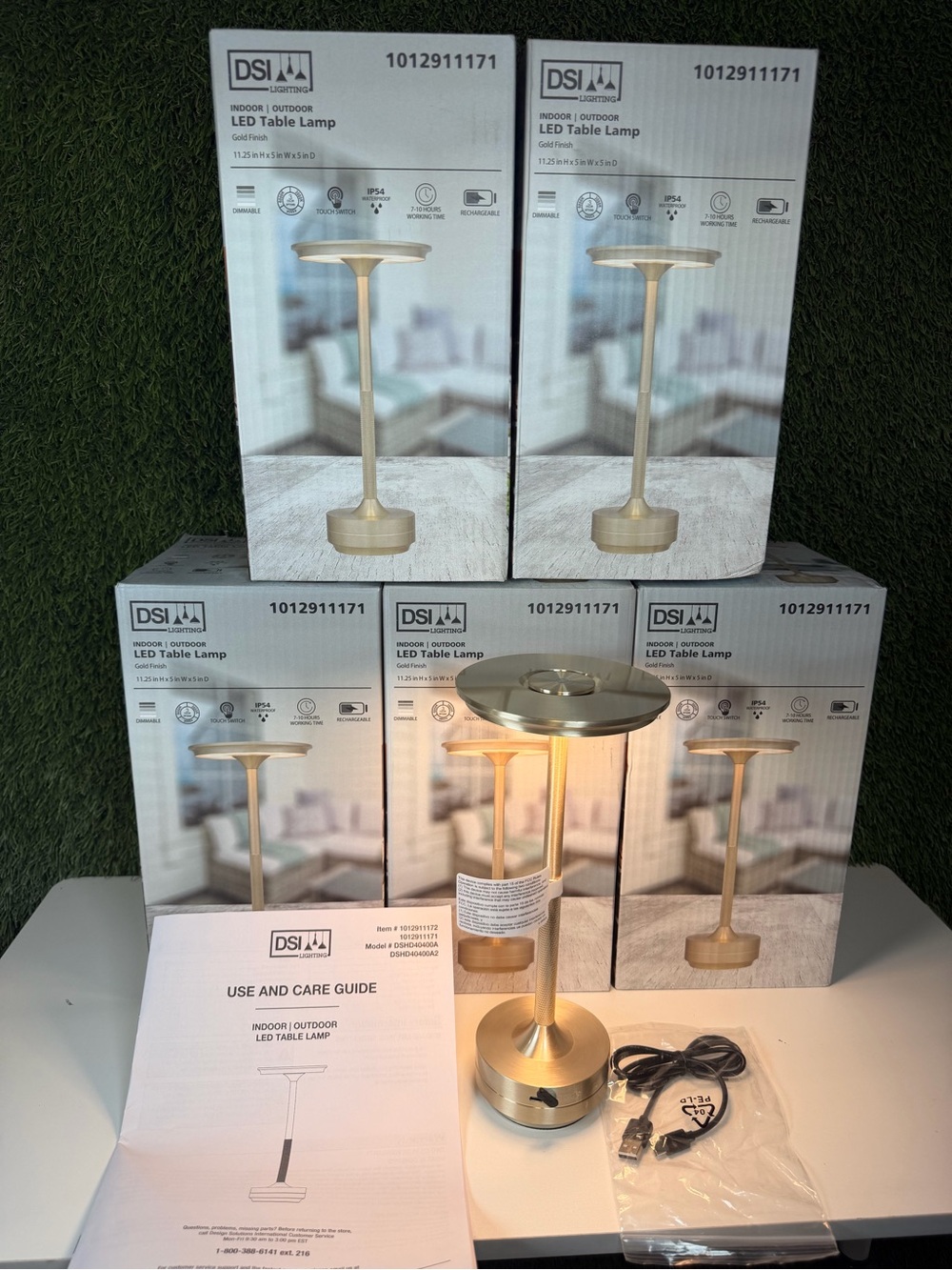 DSI LED Table Lamp in Brushed Gold